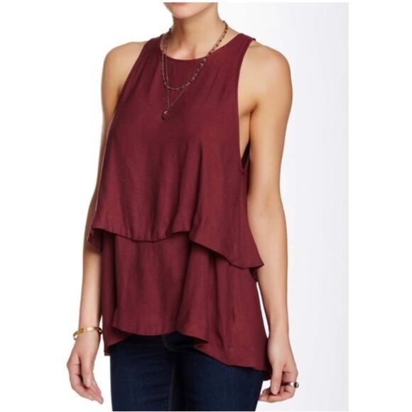 Free People Dark Red Layered Tank XS - Picture 1 of 7